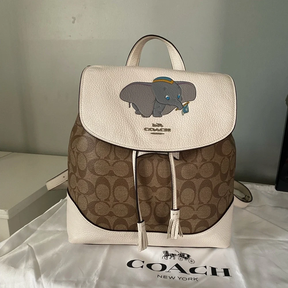 Disney X Coach Elle Backpack In Signature Canvas With Dumbo